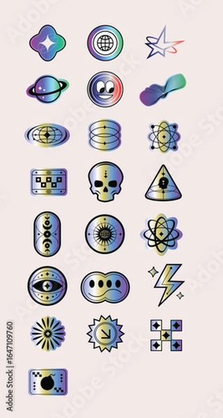 Fototapeta Holographic Gradient Sticker Element
