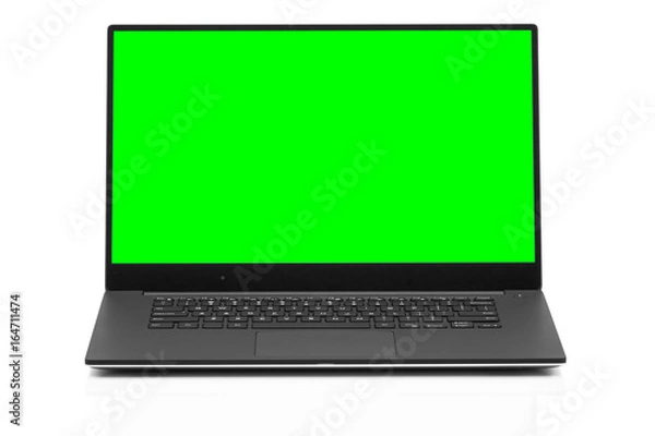 Obraz Sleek modern business laptop isolated on white background with reflection