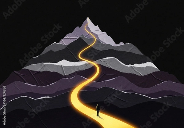 Fototapeta Inspirational Illustration of Overcoming Adversity and Challenges - Textured Art of Resilience, Perseverance, and Reaching Goals