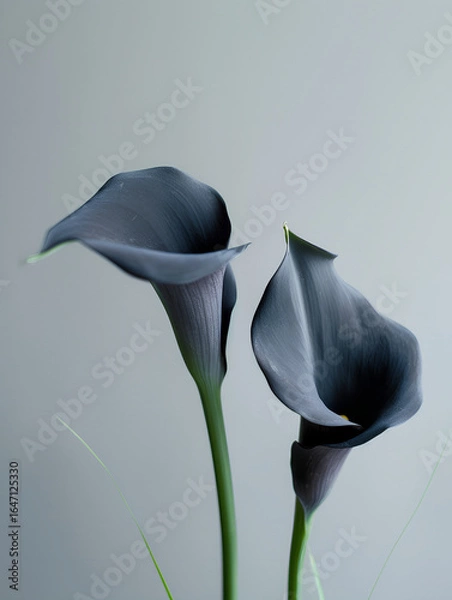 Fototapeta Minimalist composition with black calla lilies
