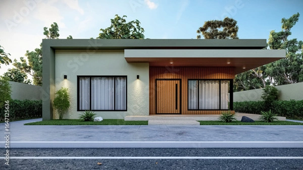 Obraz 3D illustration of a deluxe one-story villa 1