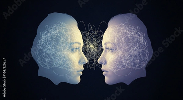 Fototapeta Conceptual Illustration of Human Connection and Communication - Textured Art of Empathy, Relationships, and Digital Networking