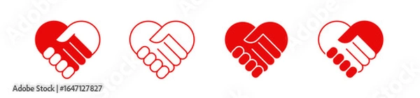 Obraz Handshake heart icon set. Vector EPS 10