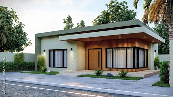 Obraz 3D illustration of a deluxe one-story villa 2