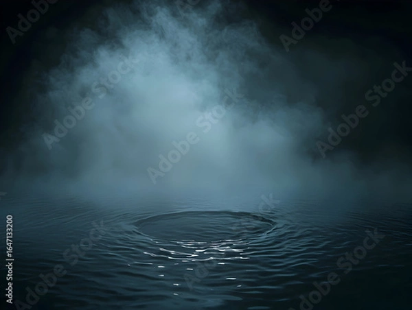 Fototapeta Water Ripple Effect with Mist Creating Atmospheric Scene with Dark Tones