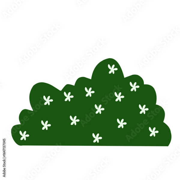 Fototapeta Green bushes with white daisy flower vector illustration