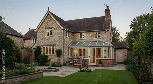 Fototapeta Luxury living spaces: cottage-style design perspective