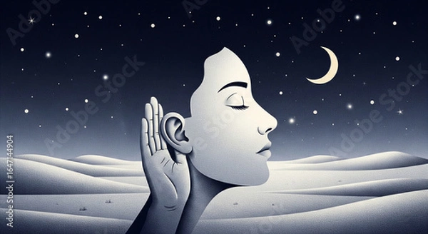 Fototapeta Serene Illustration of Silence, Peace, and Contemplation - Textured Art for Meditation, Calm, and Finding Quiet