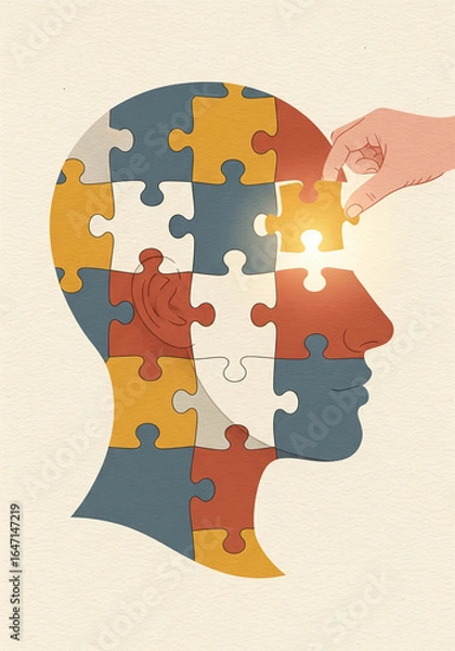 Fototapeta Conceptual Illustration of Psychology, Problem-Solving, and Mental Clarity - Textured Art of Finding a Solution and Self-Discovery