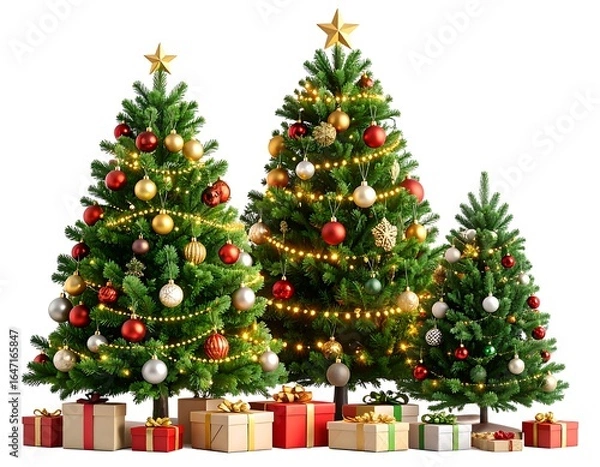 Obraz Christmas trees with presents
