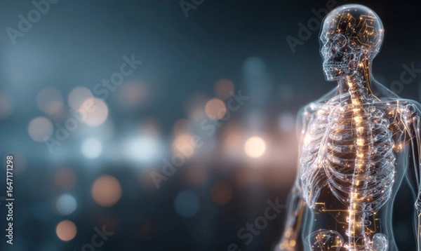 Fototapeta ANATOMÍA HUMANA DIGITAL SIMPLIFICADA CON RESPLANDOR