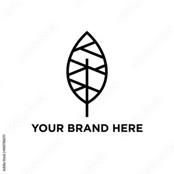 Obraz  leaf modern simple bold line minimal logo.