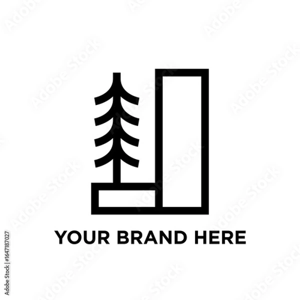 Obraz modern tree house simple bold line minimal logo
