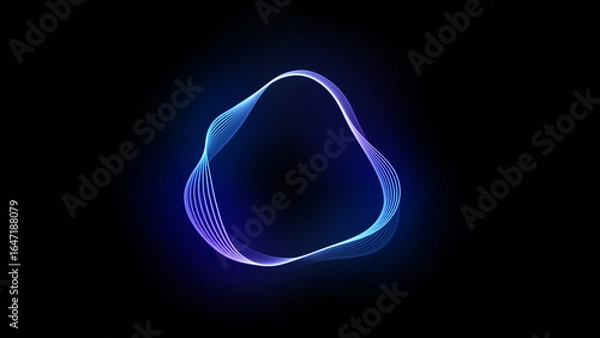 Fototapeta Abstract technology conсept of purple and blue neon gradient 3d lines. Glowing futuristic waves, sound waves and audio waveform. Artificial Intelligence, big data, information graphics.