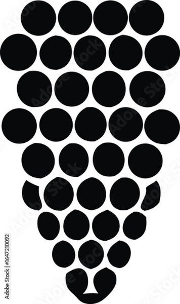 Fototapeta Stylized silhouette of a bunch of grapes rendered in solid black ovals against a white background