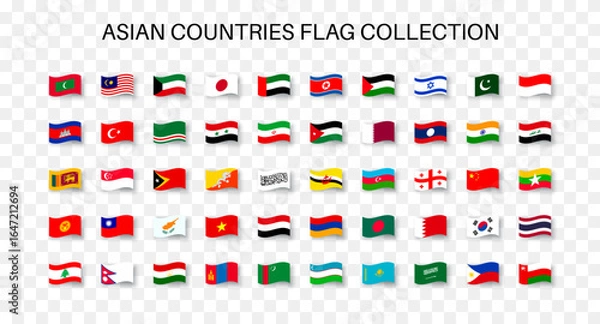 Obraz Asian countries flags collection. Vector EPS 10