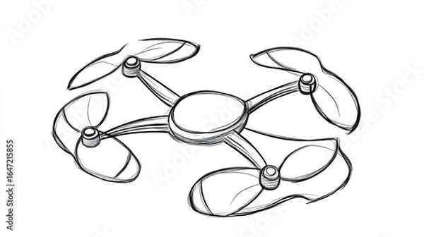 Fototapeta Hand-drawn vector illustration of a drone showcasing modern technology and innovation, with a