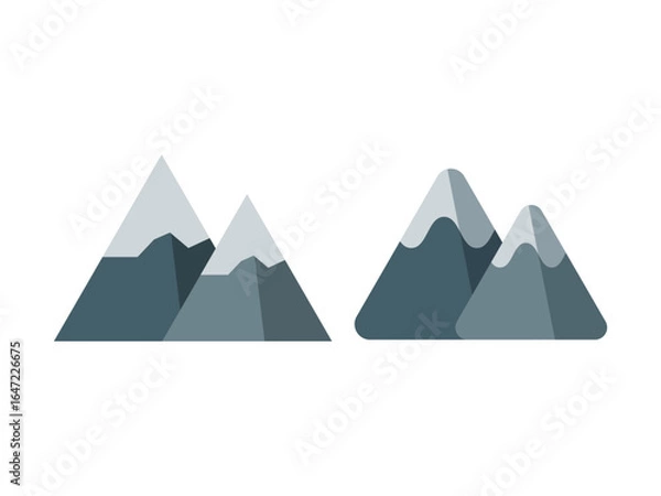 Obraz 雪山のアイコンのイラストのセット