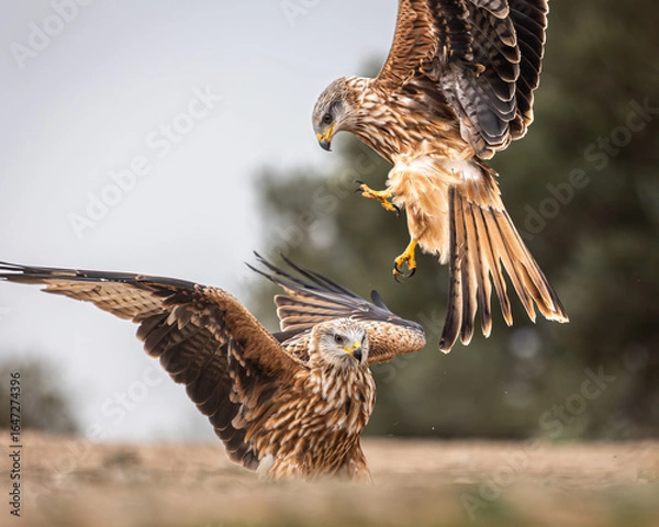 Fototapeta Red kite fighting