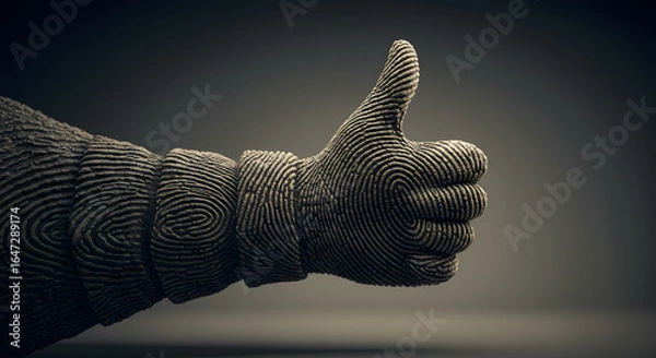 Fototapeta Fingerprint Arm with Raised Thumb Texture on Dark Neutral Background