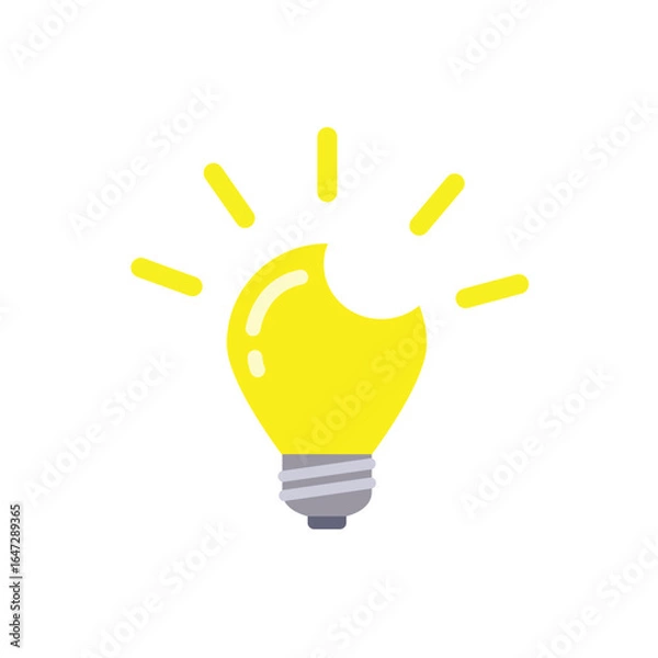 Obraz Light bulb with bite mark flat icon 