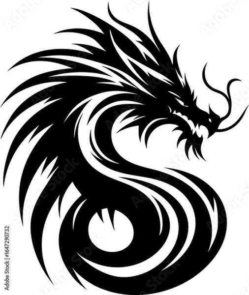 Obraz Dragon Tribal Tattoo Design Initial S