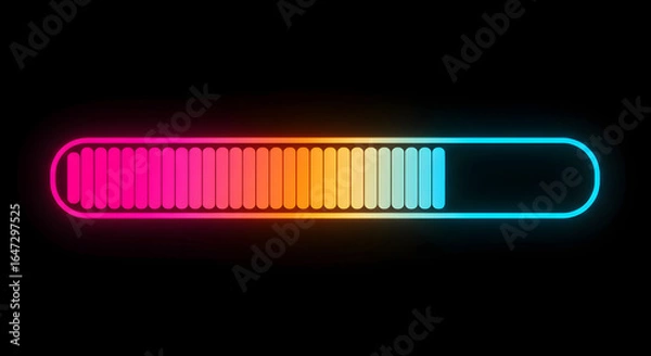 Fototapeta Colorful Neon Loading Bar on Transparent Background Progress Indicator