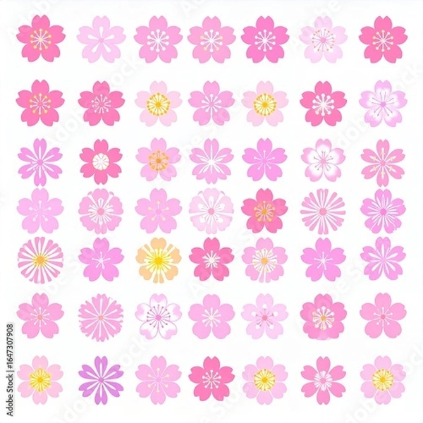 Fototapeta ピンク色の桜の花パターンコレクション