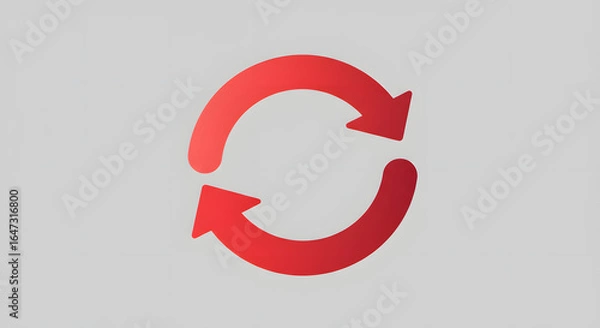 Fototapeta Circular Red Arrow Symbol on Light Gray Background Icon