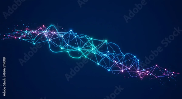Fototapeta Abstract Glowing Network Connection with Blue and Pink Lines