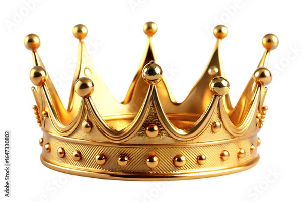 Fototapeta golden crown isolated - on a white background PNG. GENERATIVE AI