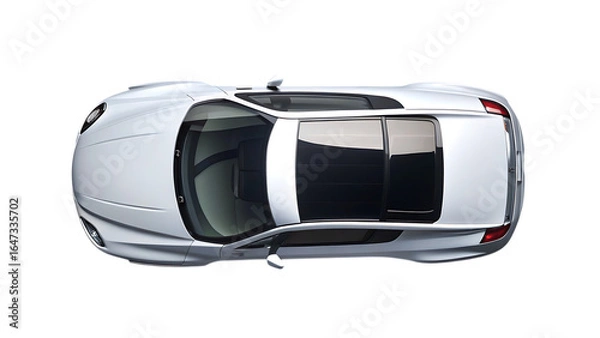Fototapeta Car Top View Isolated on White Background as Transparent. PNG. AI GENERATED