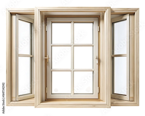 Fototapeta Window Frames Isolated on White Background as Transparent. PNG. AI GENERATED