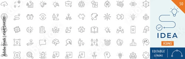 Fototapeta Idea icon collection set. Editable stroke.
