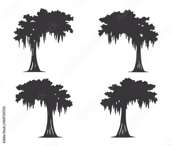 Obraz Cypress Tree Silhouette Vector Illustration, Cypress Tree Silhouette Perfect for Nature and Outdoor Themes