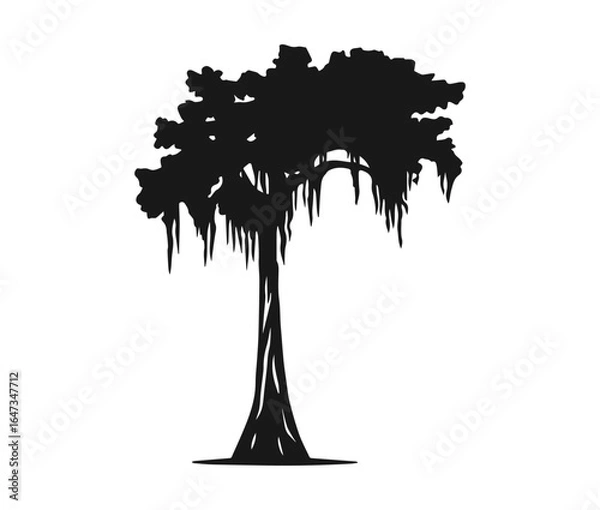 Fototapeta Cypress Tree Silhouette Vector Illustration, Cypress Tree Silhouette Perfect for Nature and Outdoor Themes
