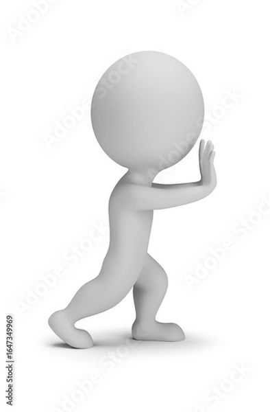 Fototapeta 3d small people - pushing pose