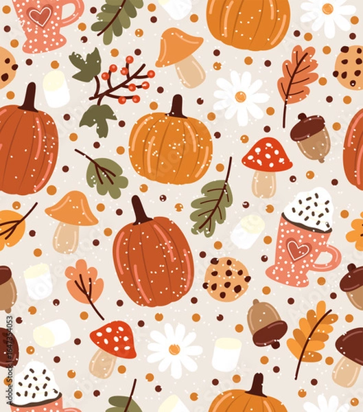 Obraz Autumn pattern on a gray background.