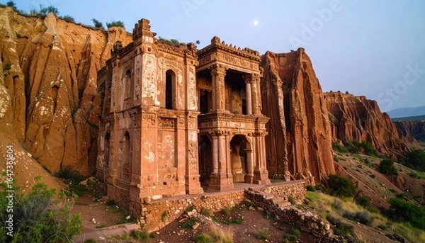 Obraz Ancient ruin nestled in red cliffs