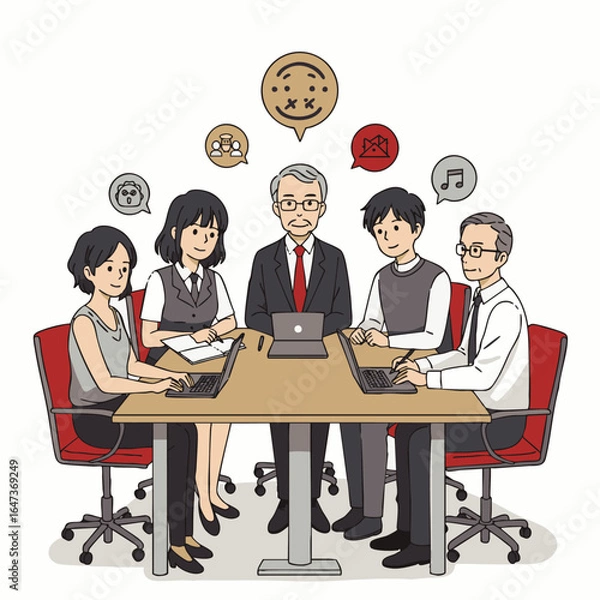 Obraz A diverse and multi-generational business team collaboratively engages in a productive meeting, fostering an inclusive environment for innovative ideas and equitable participation.