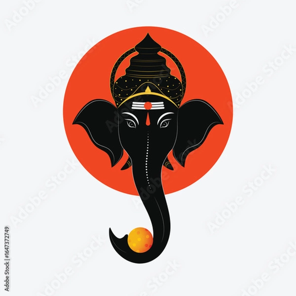 Obraz ganpati line art conceptual design for pooja room decor, banner, card, poster and Hindu festival ganesh chaturthi.