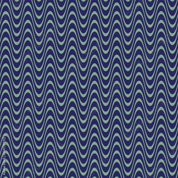 Fototapeta Simple striped background - turquoise and blue - vertical wave lines pattern.