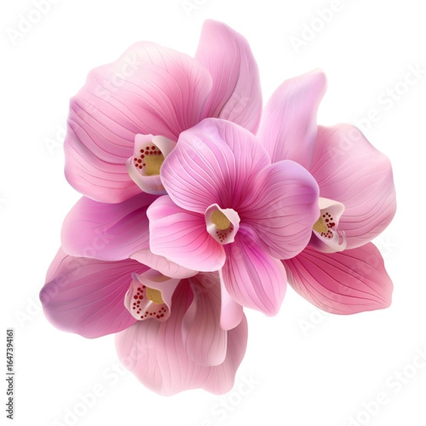 Fototapeta Orchid Harmony: A delicate dance of soft pink petals and intricate textures unfolds as a cluster of orchids blooms, radiating elegance and serenity. The image embodies the quiet grace of nature's art.