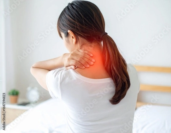 Fototapeta 首に痛みを感じる女性