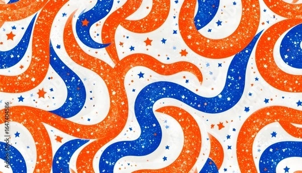 Obraz Abstract patriotic orange white and blue glitter sparkle background for voting, memorial, labor day and election	