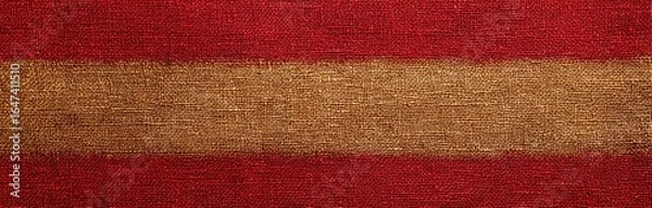 Fototapeta Festive laid woven fabric in shimmering gold and deep red stripes, creating luxurious seasonal cloth background with intricate texture, rich tones, and elegant holiday atmosphere.