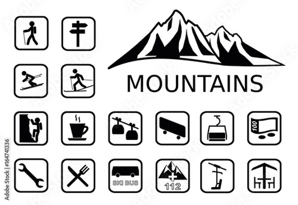 Fototapeta Mountais activites icons set