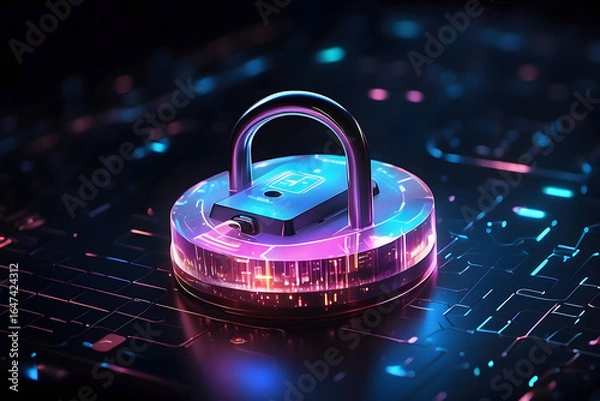 Obraz Secure your digital future with modern vibrant cybersecurity padlock protection for data privacy