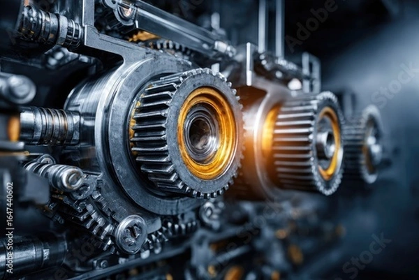 Obraz Close-up intricate machine gears