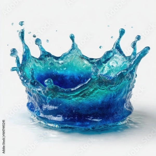 Obraz Blue Water Splash with Dramatic Droplets and Clear Texture